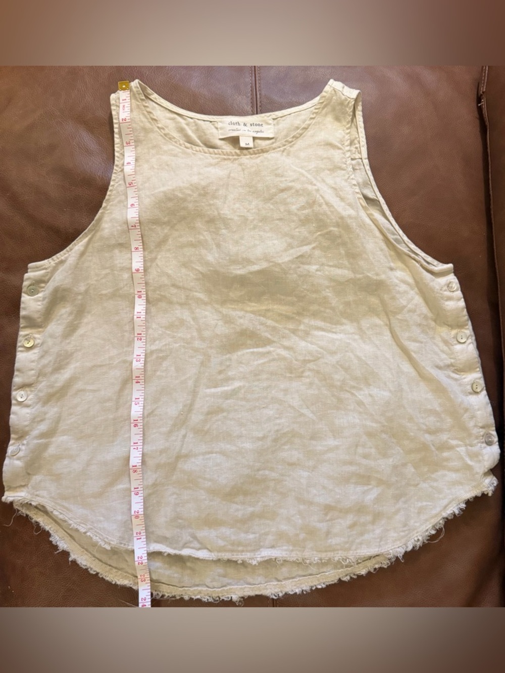cloth & stone Raw-Hem Linen Blend Tank Top in Beige - Picture 7 of 8